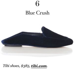 Tibi midnight blue velvet loafer slippers